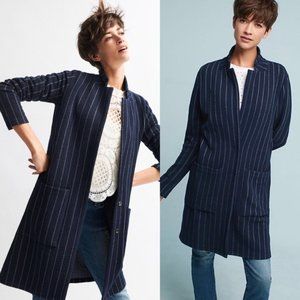 Anthropologie Harlyn Pinstripe Long-Line Jacket